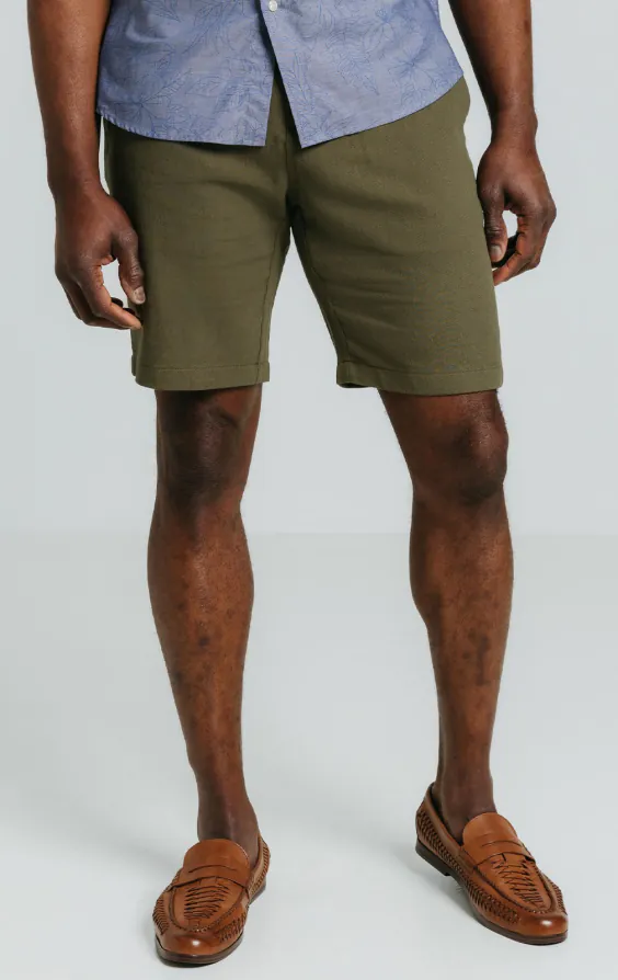Green Linen Twill Shorts Green Linen Twill Shorts