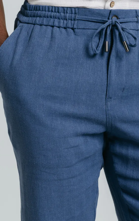 Blue Linen Herringbone Pants - photo 2 Blue Linen Herringbone Pants - photo 2