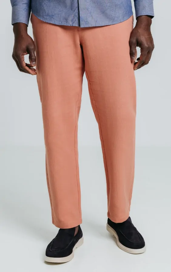 Coral Linen Twill Pants | Dobell