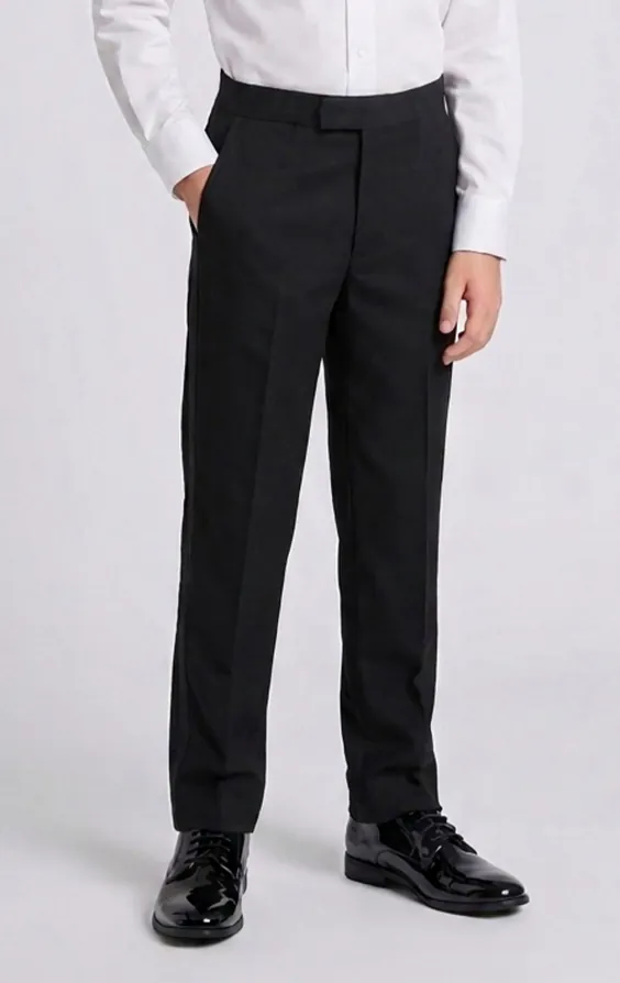 Boys Black Tuxedo Pants with Satin Side Stripe