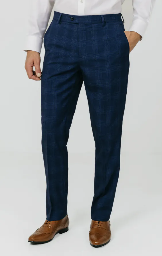 Royal Blue Shadow Check Suit Pants Royal Blue Shadow Check Suit Pants