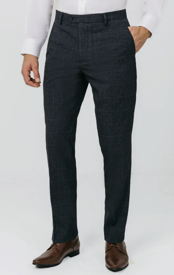 Navy with Rust Check Suit Pants Navy with Rust Check Suit Pants