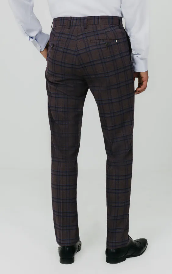 Burgundy with Blue Windowpane Check Suit Pants - photo 2 Burgundy with Blue Windowpane Check Suit Pants - photo 2