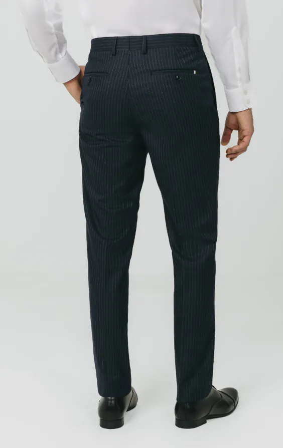 Navy Chalkstripe Suit Pants - photo 2