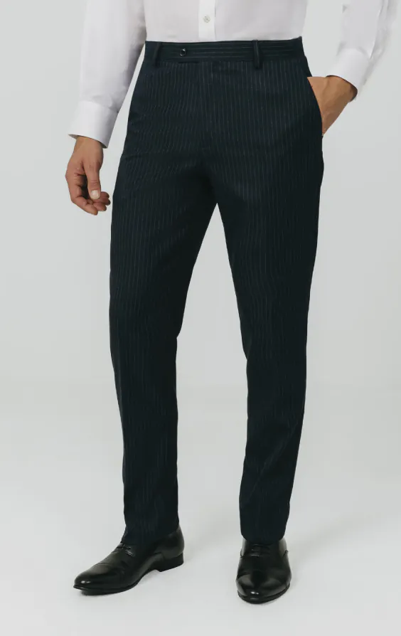 Navy Chalkstripe Suit Pants