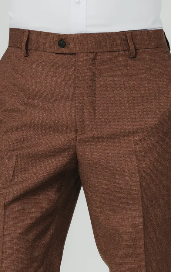 Rust Brown Textured Weave Suit Pants - photo 1
