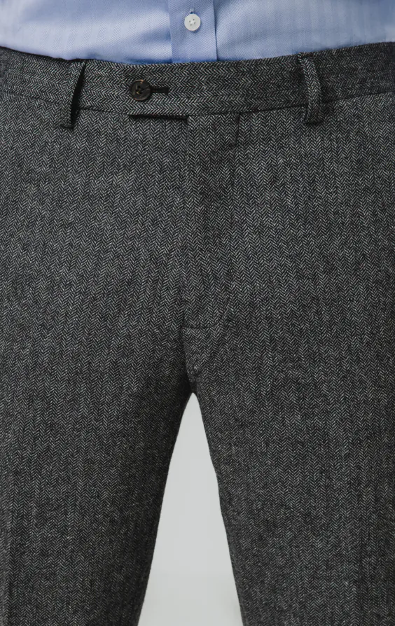 Gray Herringbone Tweed Suit Pants - photo 1 Gray Herringbone Tweed Suit Pants - photo 1