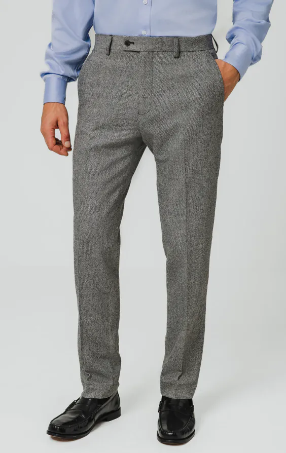 Gray Twill Tweed Suit Pants
