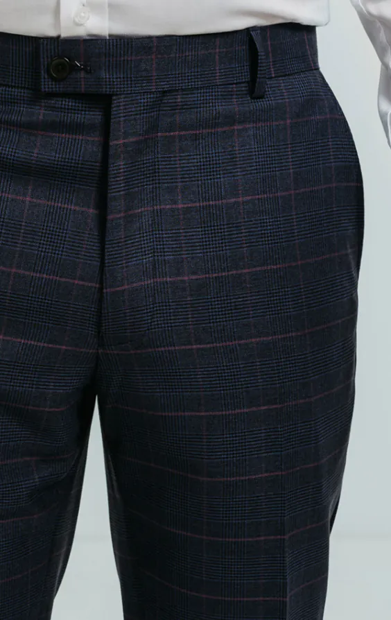 Navy with Pink Check Suit Pants - photo 1 Navy with Pink Check Suit Pants - photo 1