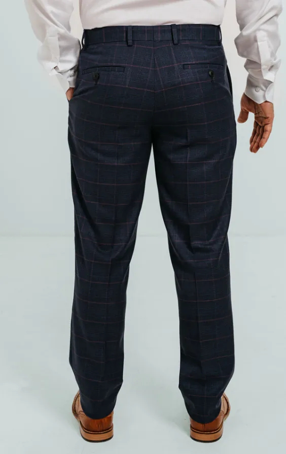 Navy with Pink Check Suit Pants - photo 2 Navy with Pink Check Suit Pants - photo 2