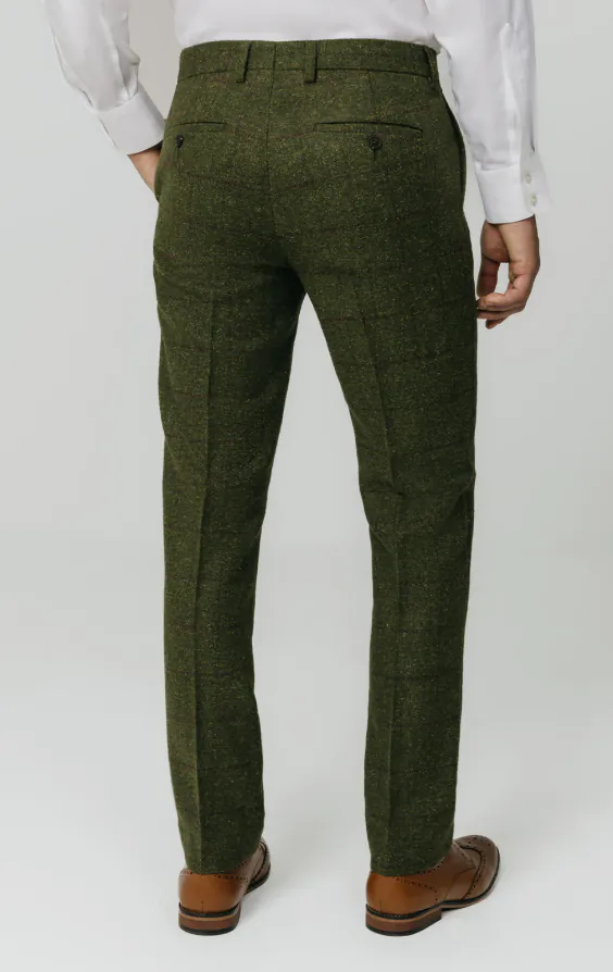 Green Windowpane Check Tweed Pants | Dobell