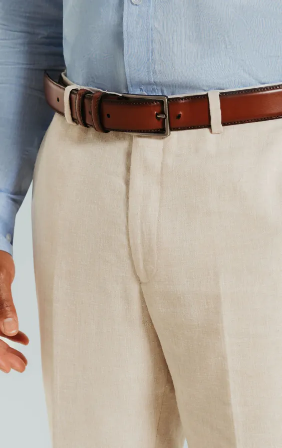 Cream Linen Slim Fit Suit Pants - photo 1 Cream Linen Slim Fit Suit Pants - photo 1
