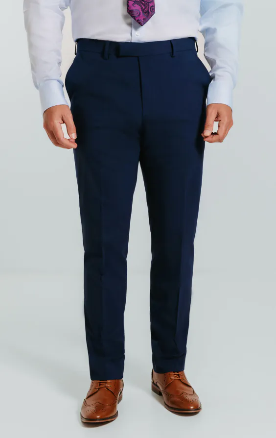 Blue Slim Fit Suit Pants | Dobell Blue Slim Fit Suit Pants | Dobell