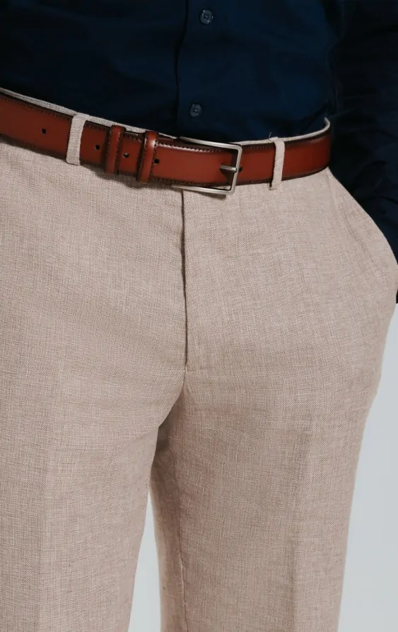 Sand Linen Slim Fit Suit Pants