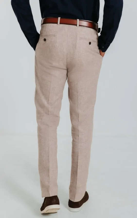 knee length dresses for ladies Brown Linen-Blend Wide Leg Trousers main image 0