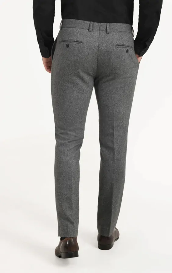 Gray Herringbone Slim Fit Suit Pants | Dobell