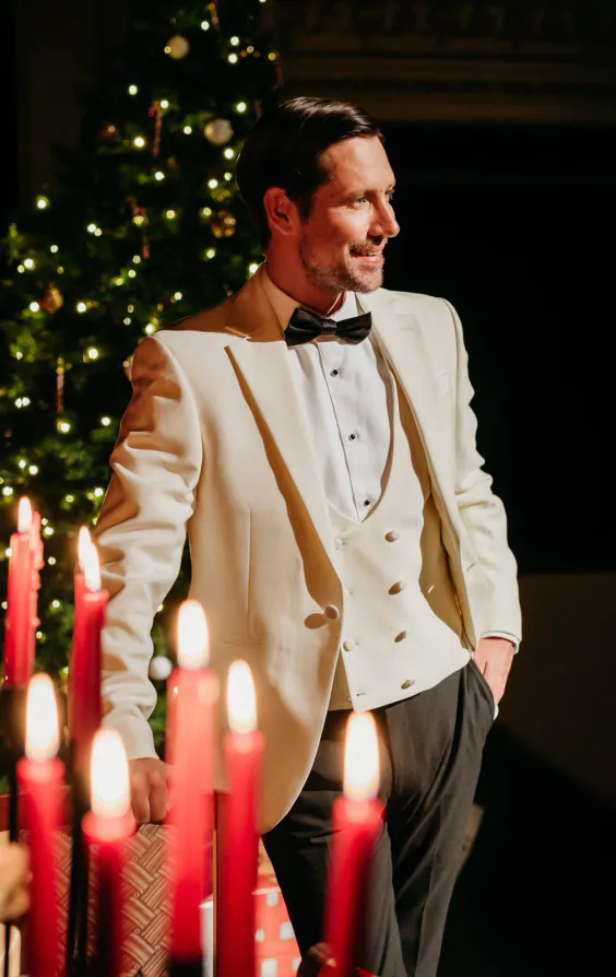 White Notch Lapel 3 Piece Tuxedo - photo 2