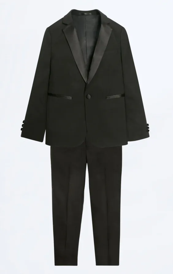 Boys Black Tuxedo with Notch Lapel - photo 1