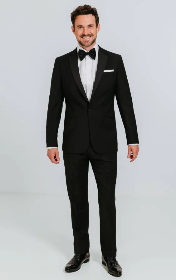 Black 100% Wool Tuxedo with Notch Lapel - photo 6 Black 100% Wool Tuxedo with Notch Lapel - photo 6