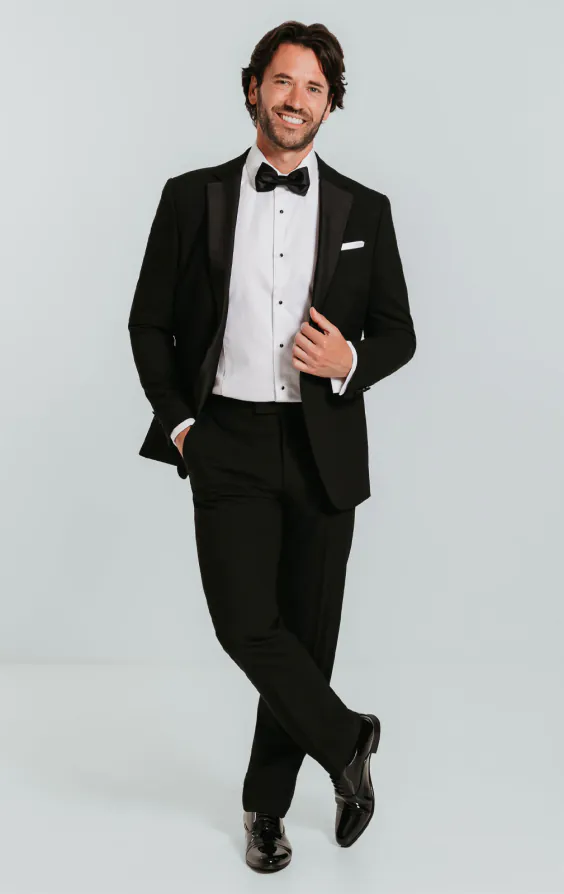 Black Slim-Fit Tuxedo with Notch Lapel - photo 1