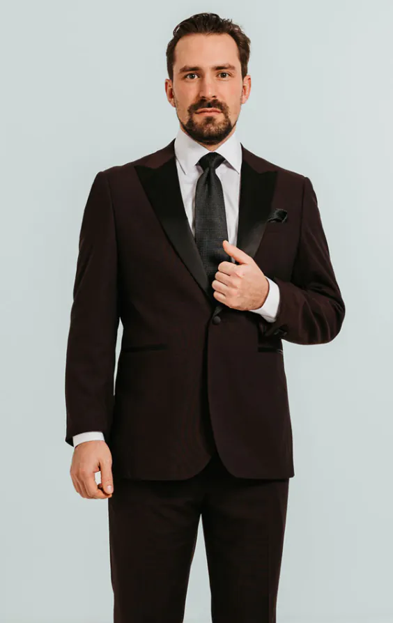 Burgundy Tuxedo with Peak Lapel