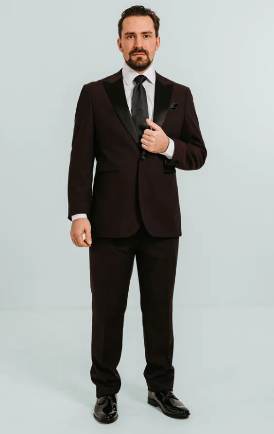 Burgundy Tuxedo with Peak Lapel - photo 1
