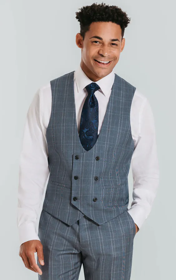 Light Blue Check Suit with Peak Lapel - photo 8 Light Blue Check Suit with Peak Lapel - photo 8