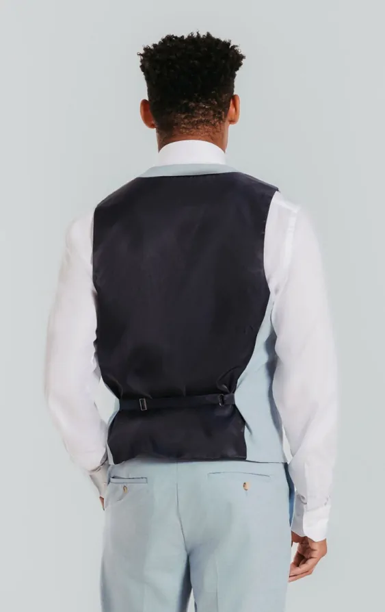 Light Blue Double Breasted Vest | Dobell