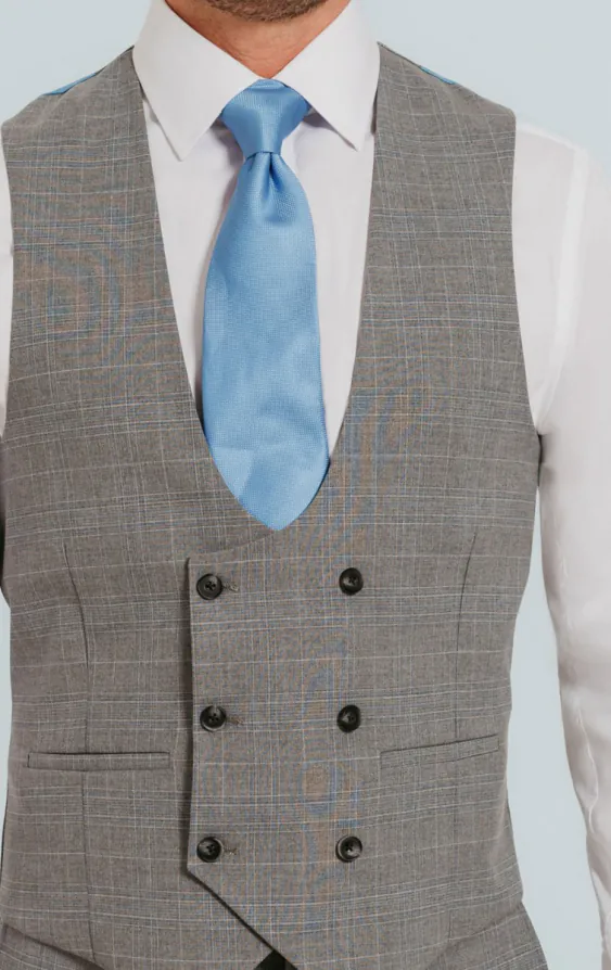 Light Gray Check Double Breasted Vest - photo 1