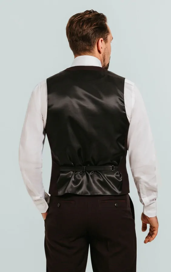 Burgundy Double Breasted Tuxedo Vest