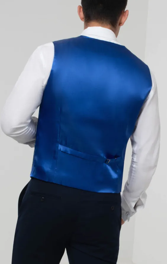 Royal Blue Dupion Double Breasted Vest with Shawl Lapel - photo 4