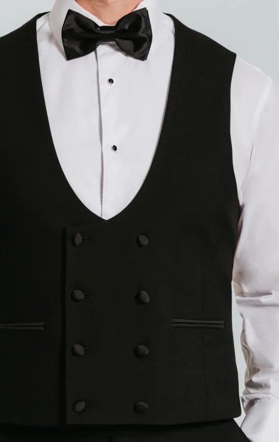 Black Double Breasted Tuxedo Vest | Dobell