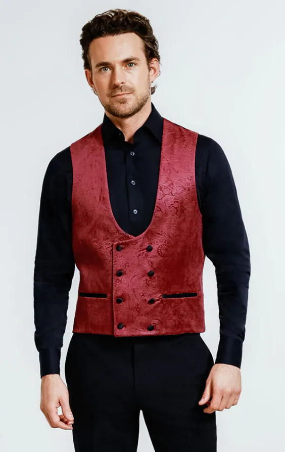 Burgundy Paisley Velvet Tuxedo Jacket - photo 6