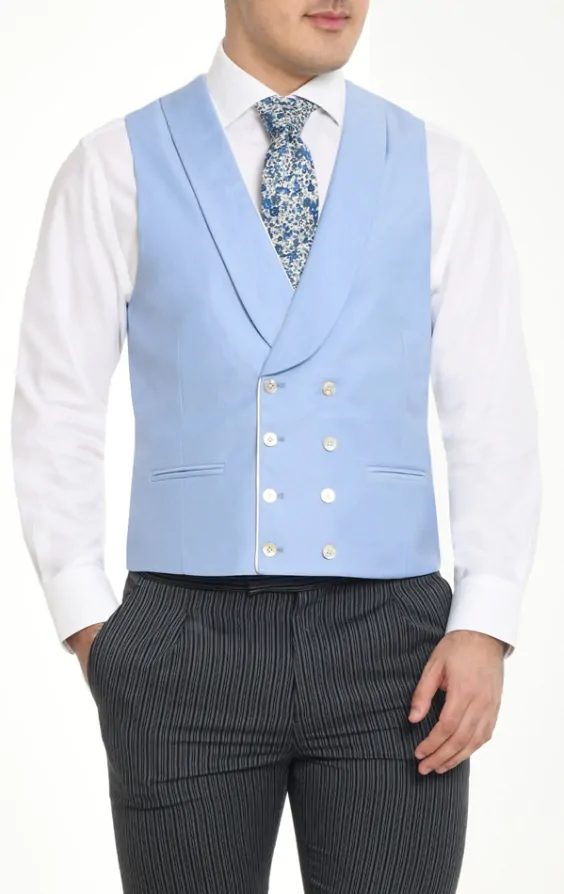 Blue Botanics Silk Wool Double Breasted 8 Button Shawl Lapel Waistcoat main image 0