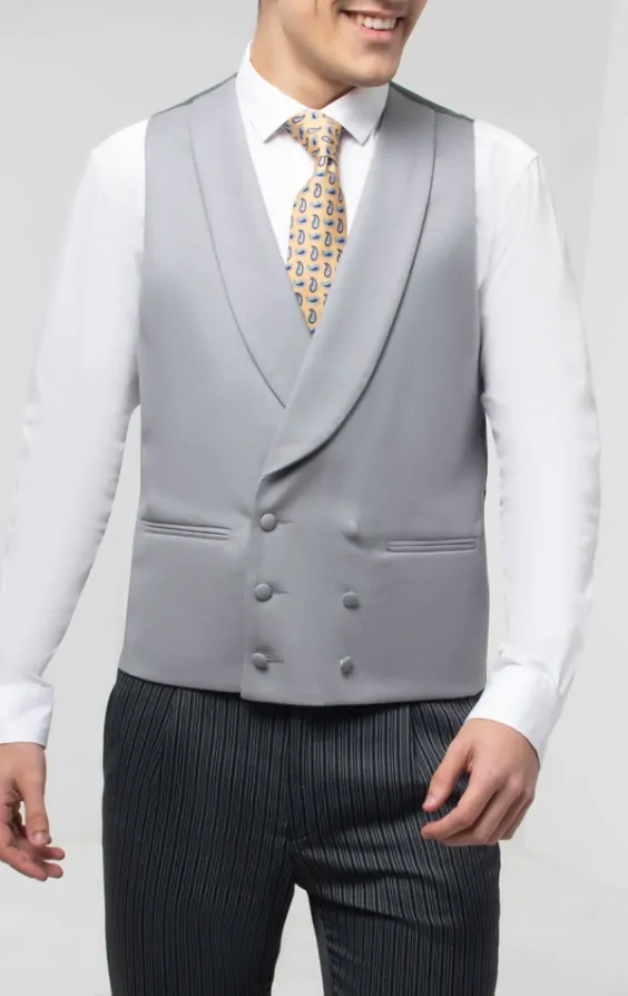 Luxury 100% Wool Dove Gray Double Breasted Morning Suit Vest | Dobell