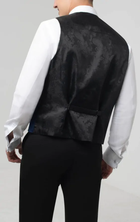 Dobell Navy Velvet Double Breasted Tuxedo Vest | Dobell