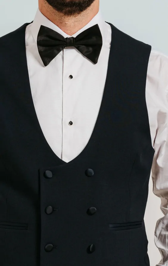 Navy Double Breasted Tuxedo Vest | Dobell