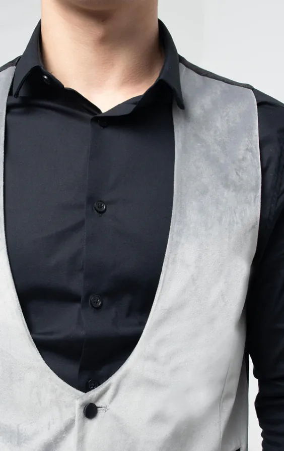 Silver Velvet Tuxedo Vest - photo 1 Silver Velvet Tuxedo Vest - photo 1