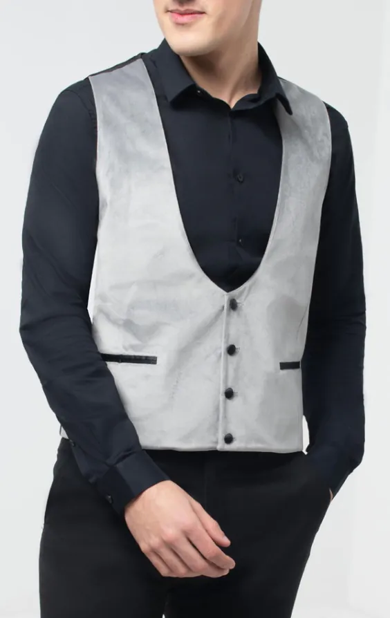 Silver Velvet Tuxedo Vest Silver Velvet Tuxedo Vest