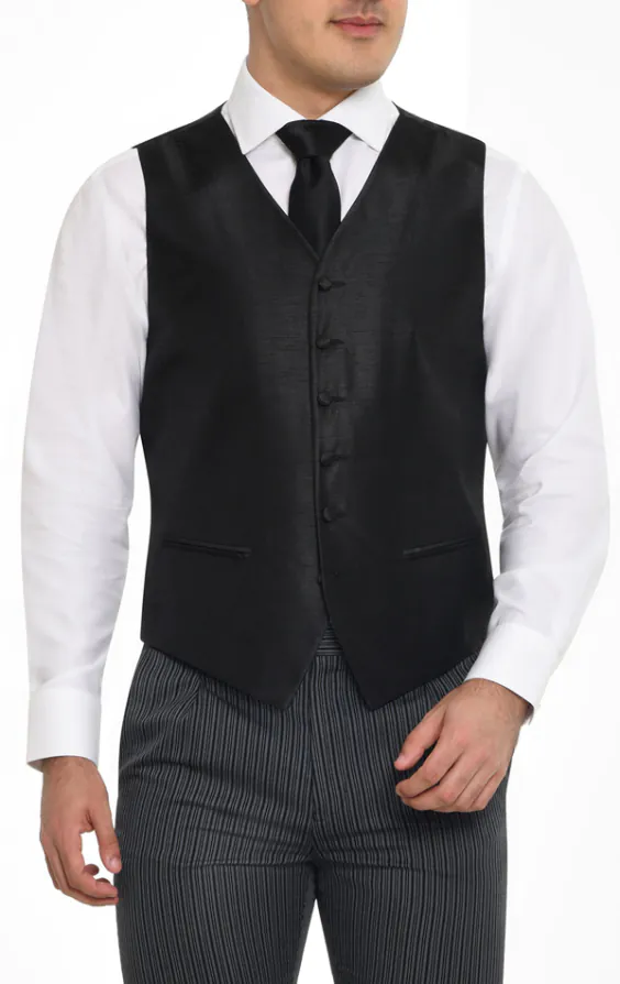 Black Dupion Vest Black Dupion Vest