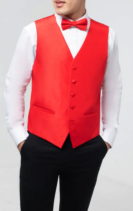 Crimson Red Dupion Vest Crimson Red Dupion Vest