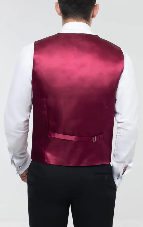 Dobell Burgundy Dupion Vest | Dobell