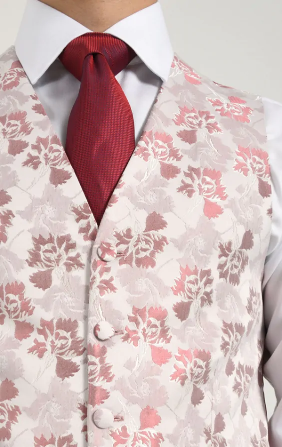 Dobell Pink Floral Jacquard Vest | Dobell