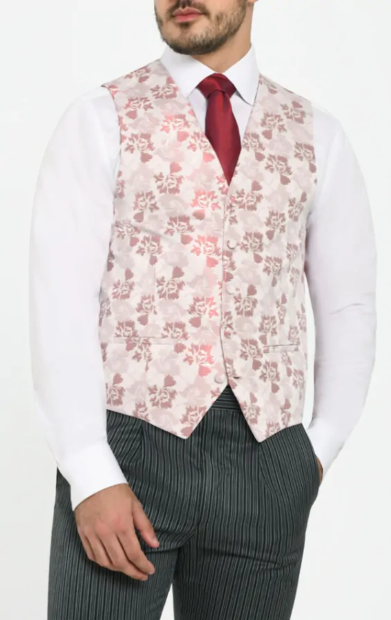 Pink Floral Jacquard Vest | Dobell