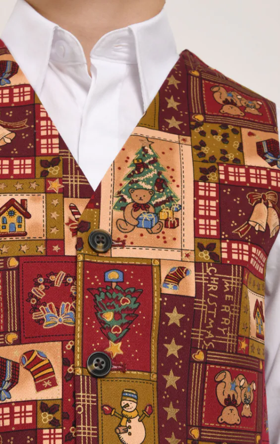 Boys Red Vintage Christmas Print Vest - photo 1 Boys Red Vintage Christmas Print Vest - photo 1