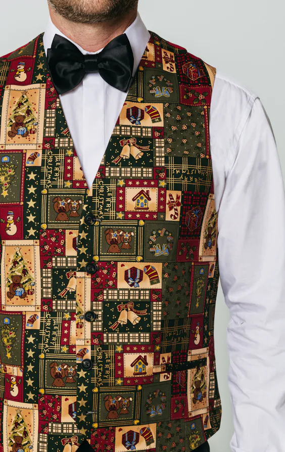 Green Vintage Christmas Print Vest - Limited Edition