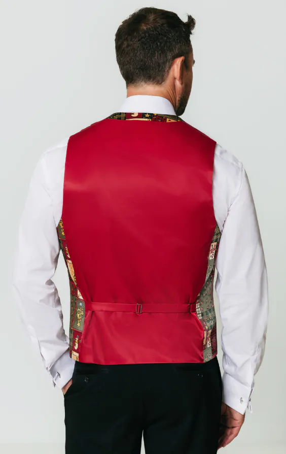 Green Vintage Christmas Print Vest - Limited Edition