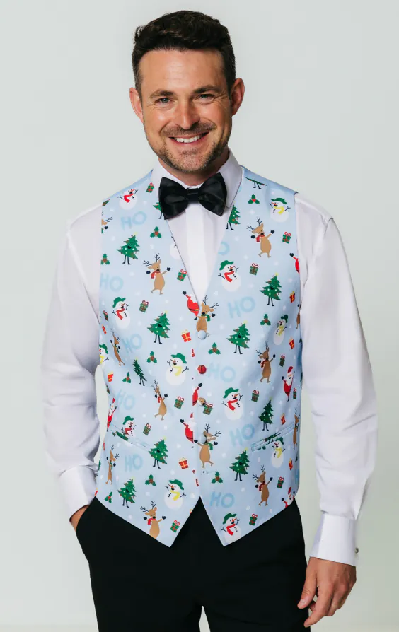 Festive Pale Blue Snowy Christmas Vest Festive Pale Blue Snowy Christmas Vest