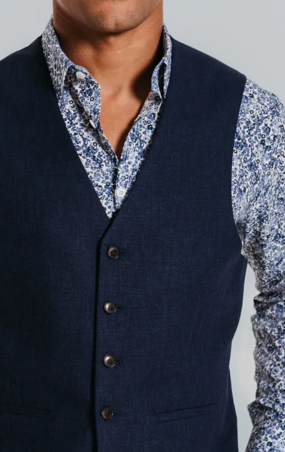 Navy Linen Vest - photo 1 Navy Linen Vest - photo 1