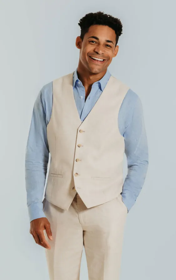 Cream Linen 3 Piece Suit - photo 7